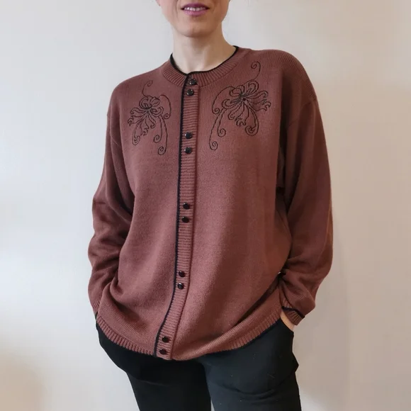 *sold* Vintage large burgundy pullover sweater, women's vintage tops - Picture 2 of 7